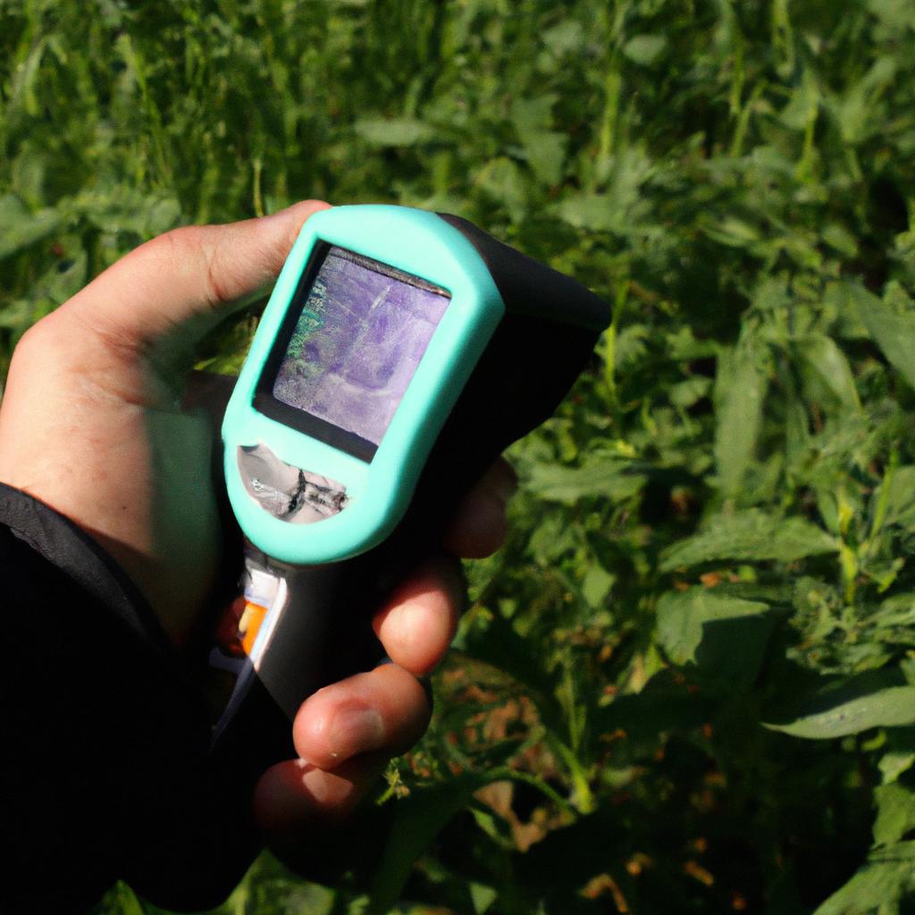 Person using agricultural sensor technology